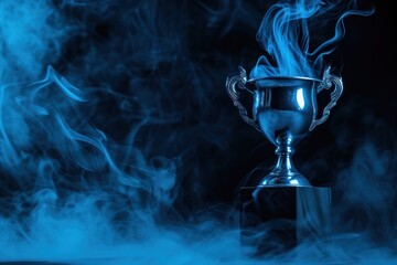 Dark smoky competition awards blue trophy