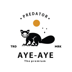 vintage retro hipster aye aye logo vector outline silhouette art icon