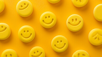 Fototapeta premium Antidepressants smiley pills, depression and health concept