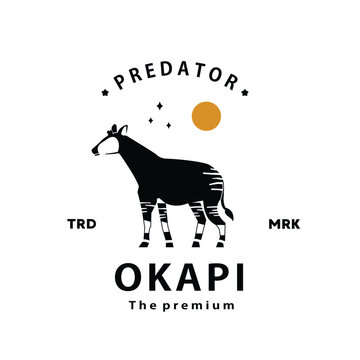 vintage retro hipster okapi logo vector outline silhouette art icon