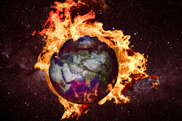 The burning world of earth. Judgment day. 3d rendering.