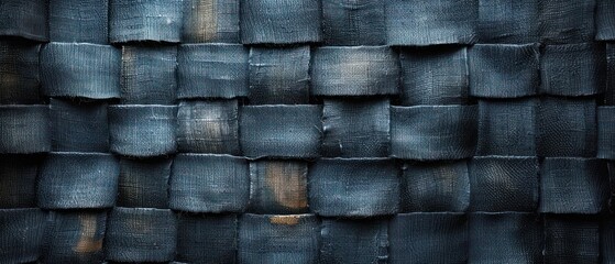  a close up of a textured wall made of blue jeans with a brown spot on the bottom of the wall and a brown spot on the bottom of the wall.