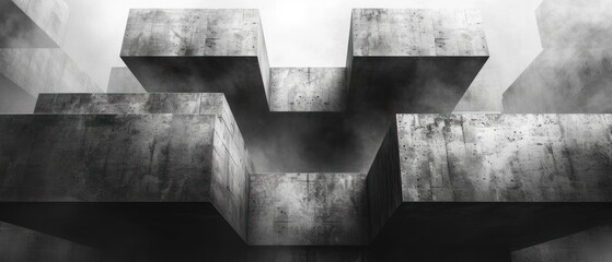  a black and white photo of a group of cubes with smoke coming out of the top of the cubes and the bottom of the cubes of the cubes. - obrazy, fototapety, plakaty