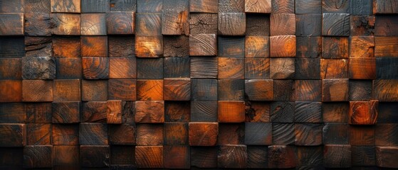  a close up of a wall made out of wooden planks with different colors and sizes of wood planks on each side of the wall and one side of the wall.