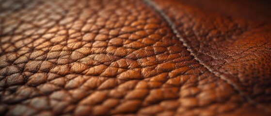  a close up of a brown leather surface with a small amount of light coming out of the center of the leather, and a small amount of light coming out of the top of the top of the leather.