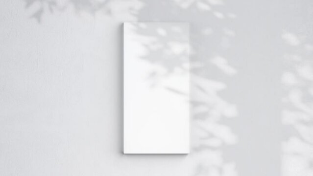 1x2 Canvas Video Mockup, Blank Canvas On White Wall, Art Mockup, Minimalist Motion Mockup