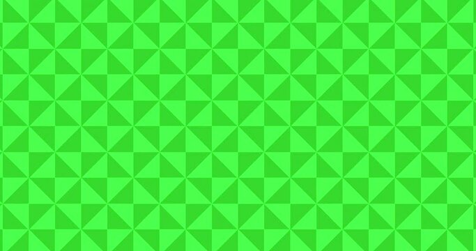 Seamless looped green minimalistic triangle pattern motion graphics. Abstract flat geometrical shape tile placed together moving in a single direction, animated seamless mosaic geometric pattern