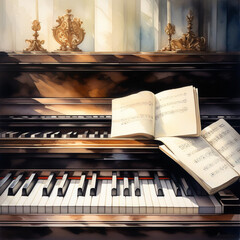 old piano and notes