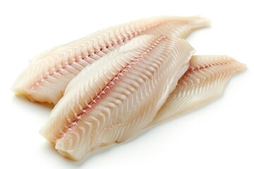 Isolated white background tilapia fillet