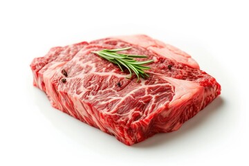 Japanese wagyu rib eye steak white background
