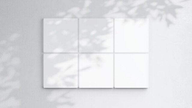 Six Square Canvase Video Mockup, Blank Canvas On White Wall, Art Mockup, Minimalist Motion Mockup
