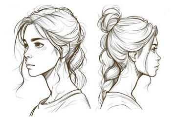 Portrait Sketches of a Young Woman