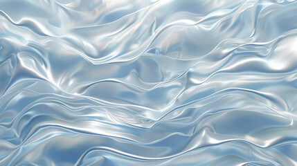 Elegant white fabric waves on a soft blue background


