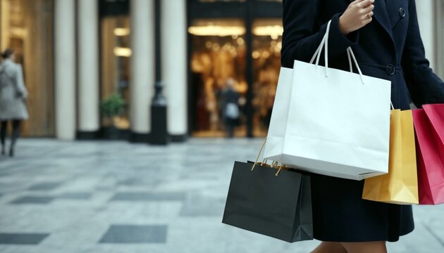 Shopping Woman Holding Shopping Bags