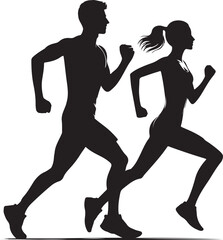 silhouette of a running couple vector illustration 