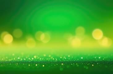 Obraz premium St. Patrick's Day, abstract green background, bokeh effect, golden glow, place for text, flicker