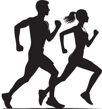 silhouette of a running couple vector illustration 