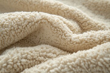 Soft beige wool fabric with a cuddly texture for furniture inspired by the Sherpa aesthetic