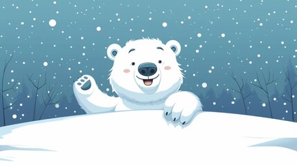 Cute Cartoon polar bear Banner with Room for Copy