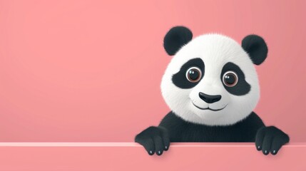 Cute Cartoon panda Banner with Room for Copy