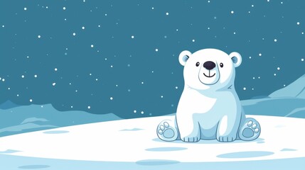 Cute Cartoon polar bear Banner with Room for Copy