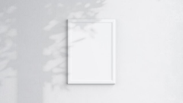 Poster Frame Video Mockup A ISO, White Blank Frame On White Wall, Art Mockup, Minimalist Motion Mockup