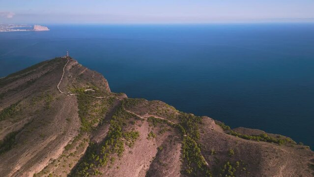 Aerial views of the Serra Gelada natural park in the province of Alicante, Valencian Community, Spain