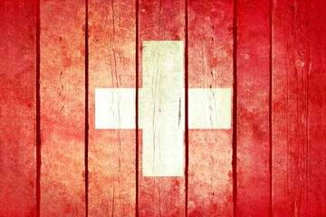 Switzerland Wooden Grunge Flag 1