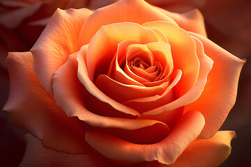 Close up of beautiful peach colored rose flower