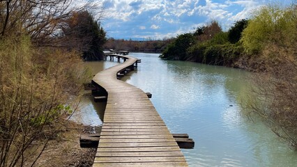 wooden bridge over the lake
