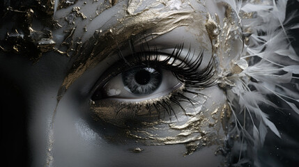 Mysterious scene with  luminous eyelashes. Generative ai