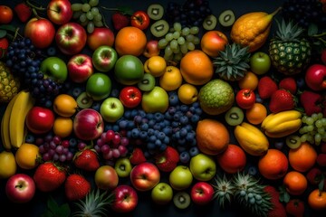 A Dazzling Array of Fresh Fruits and Vibrant Vegetables, Meticulously Cultivated and Artfully Arranged to Evoke a Symphony of Colors, Textures, and Flavors, Celebrating the Bountiful Diversity of Eart