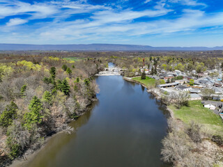 Spring afternoon aerial photo of the area surrounding the hamlet of Wallkill, Town of Shawangunk,...