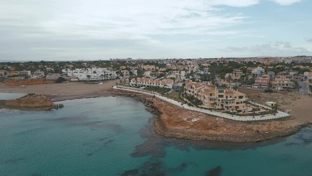 Aerial view of the beaches and coves of Orihuela Costa, Alicante province, Spain