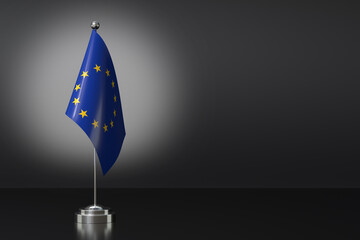 Small National Flag of the European Union on a Black Background. 3d Rendering