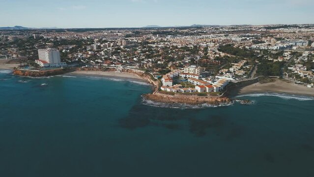 Aerial view of the beaches and coves of Orihuela Costa, Alicante province, Spain