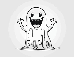 Line drawing cartoon slime monster 