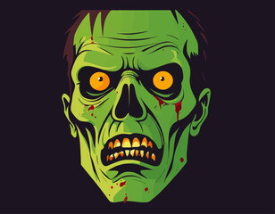 Zombie head illustration on a zombie theme