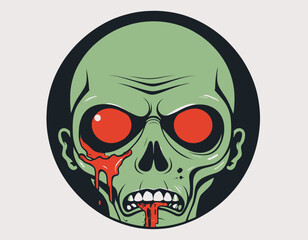 Zombie head illustration on a zombie theme