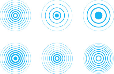 Radar vector icons. Signal concentric circles. Sound wave background radio station signal. Sonar sound waves. Vector illustration.