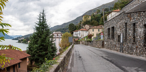 Street in village Musso-Dongo at lake Como, where the dictator Mussolini became imprisoned through a road blockade