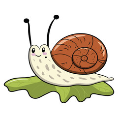 Vector graphics a snail is crawling cartoon