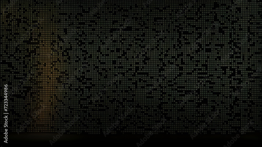 Wall mural brown binary code, matrix code background, coding matrix wallpaper, computer technology matrix interface
