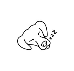 Sleeping dog, napping, sleep and sleepy. Animal and pet, cynology, pet store and feed, illustration