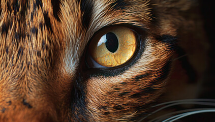 Close-up of a tiger yellow eyes looking at the camera