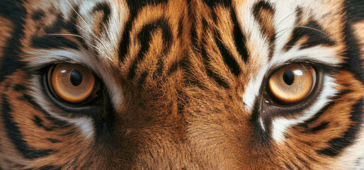 Close-up of a tiger yellow eyes looking at the camera