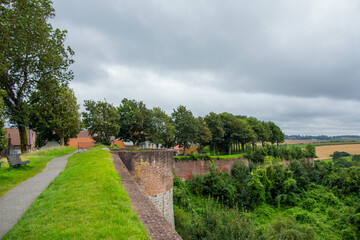 Fototapeta na wymiar Defensive walls around the town of Montreuil sur Mer, France