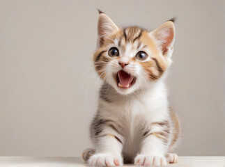 Playful kitty with a fluffy tail