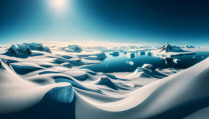Blue Ice covered mountains in south polar ocean - obrazy, fototapety, plakaty