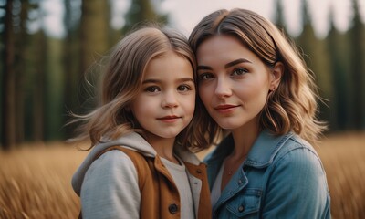 Obraz premium Joyful Duets: A Mother and Daughter Creating Melodies of Love and Laughter